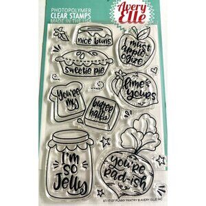 Avery Elle Punny Pantry ST-17-07 Clear Stamp Food Treats Funny Sentiments Puns